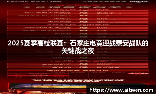 2025赛季高校联赛：石家庄电竞迎战泰安战队的关键战之夜